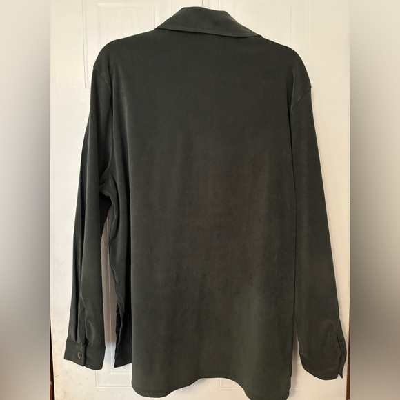 XL Croft & Borrow Green Brushed Polyester Button Down - Picture 2 of 4